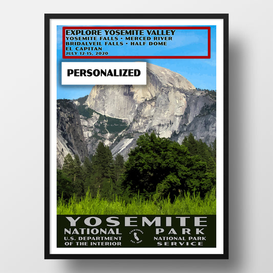 Yosemite Naitonal Park Poster Half Dome personalized