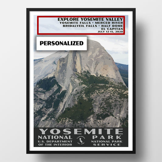 Yosemite Naitonal Park Poster Half Dome personalized