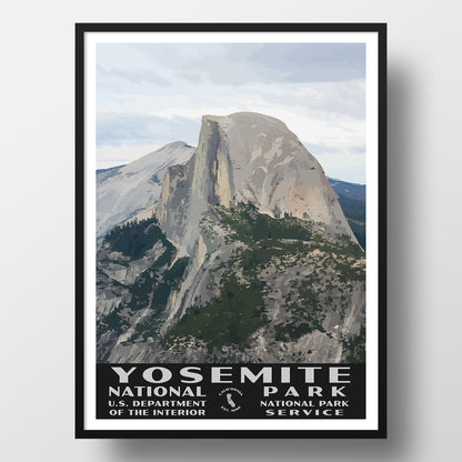 Yosemite National Park Poster, WPA Style, Half Dome