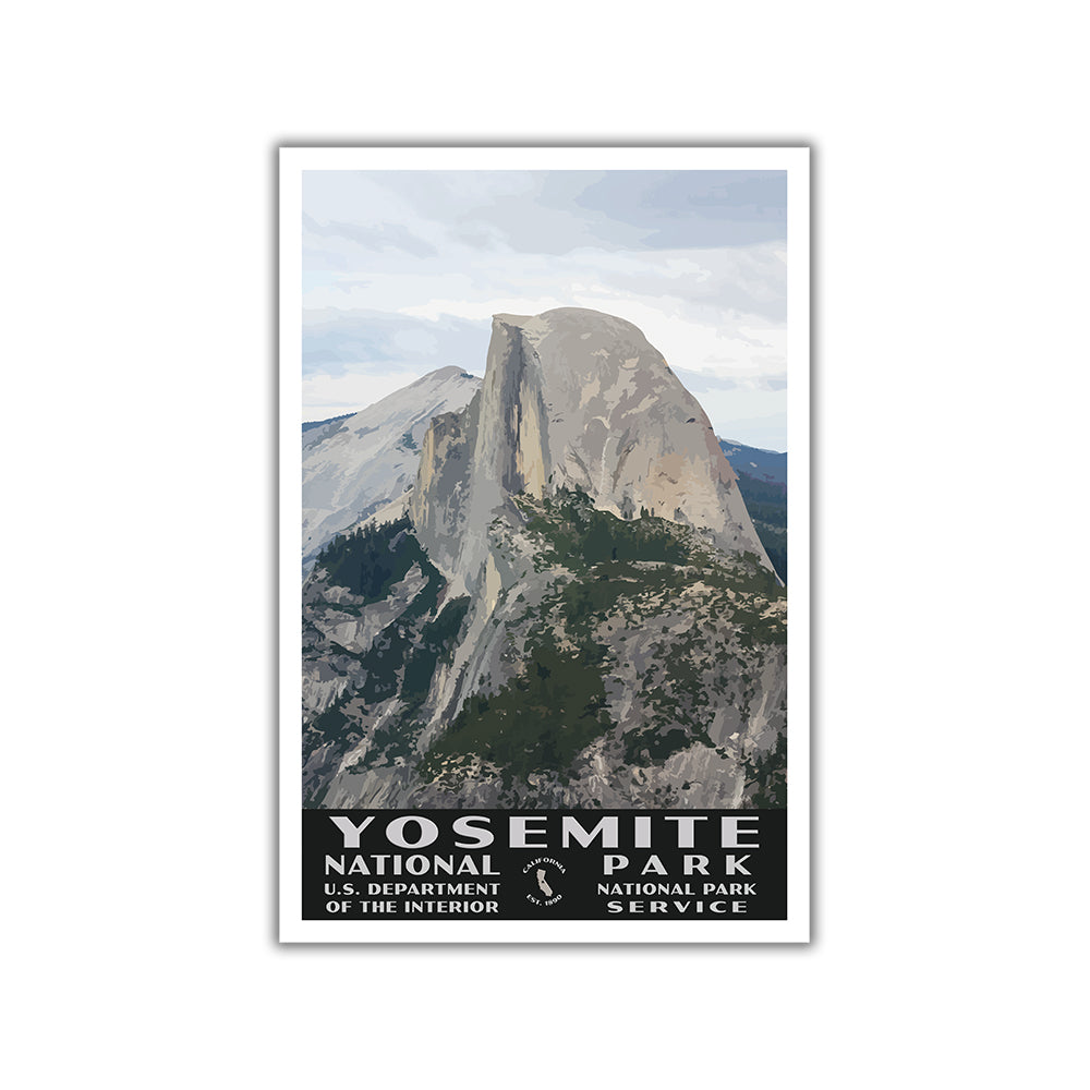 Yosemite National Park Poster, WPA Style, Half Dome