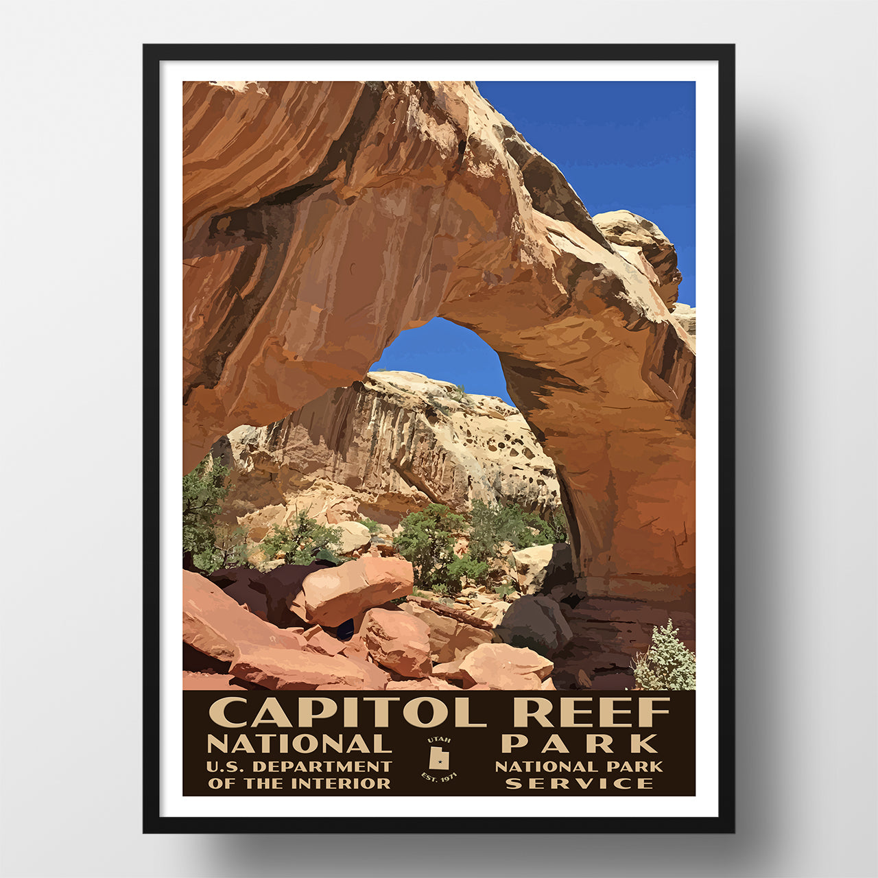 capitol reef national park poster wpa hickman bridge