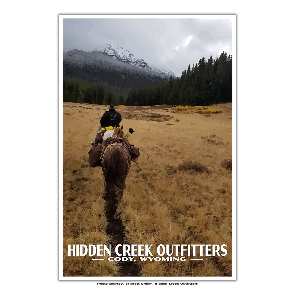 Hidden Creek Outfitters, Cody Wyoming custom travel poster
