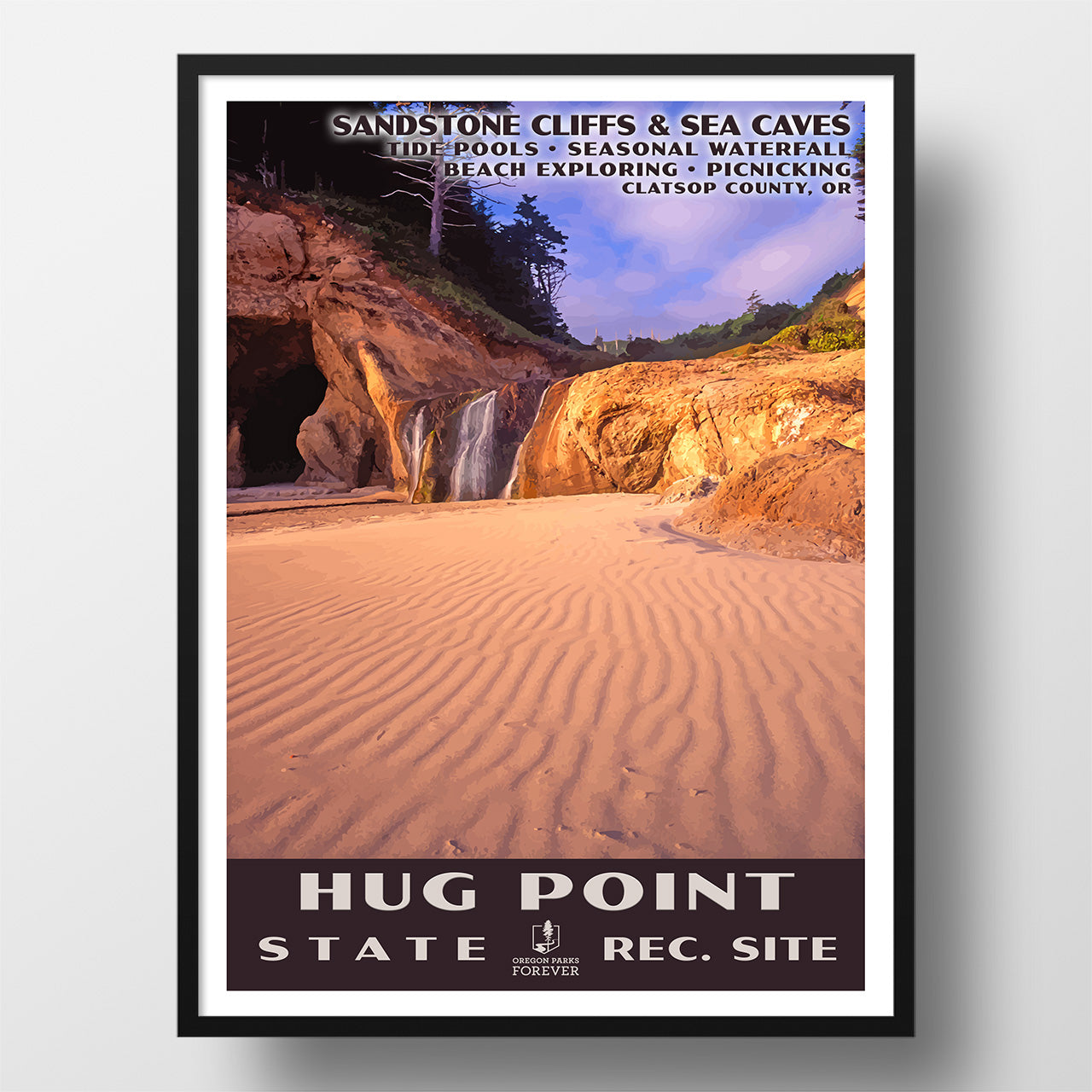 Hug Point Wagons Hug Point State Recreation Area Poster - WPA (Caves) - OPF – Just Go ...