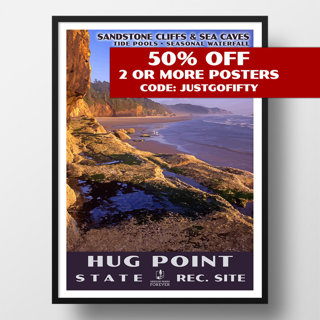 Hug Point State Recreation Area Poster - WPA (Ocean View) - OPF