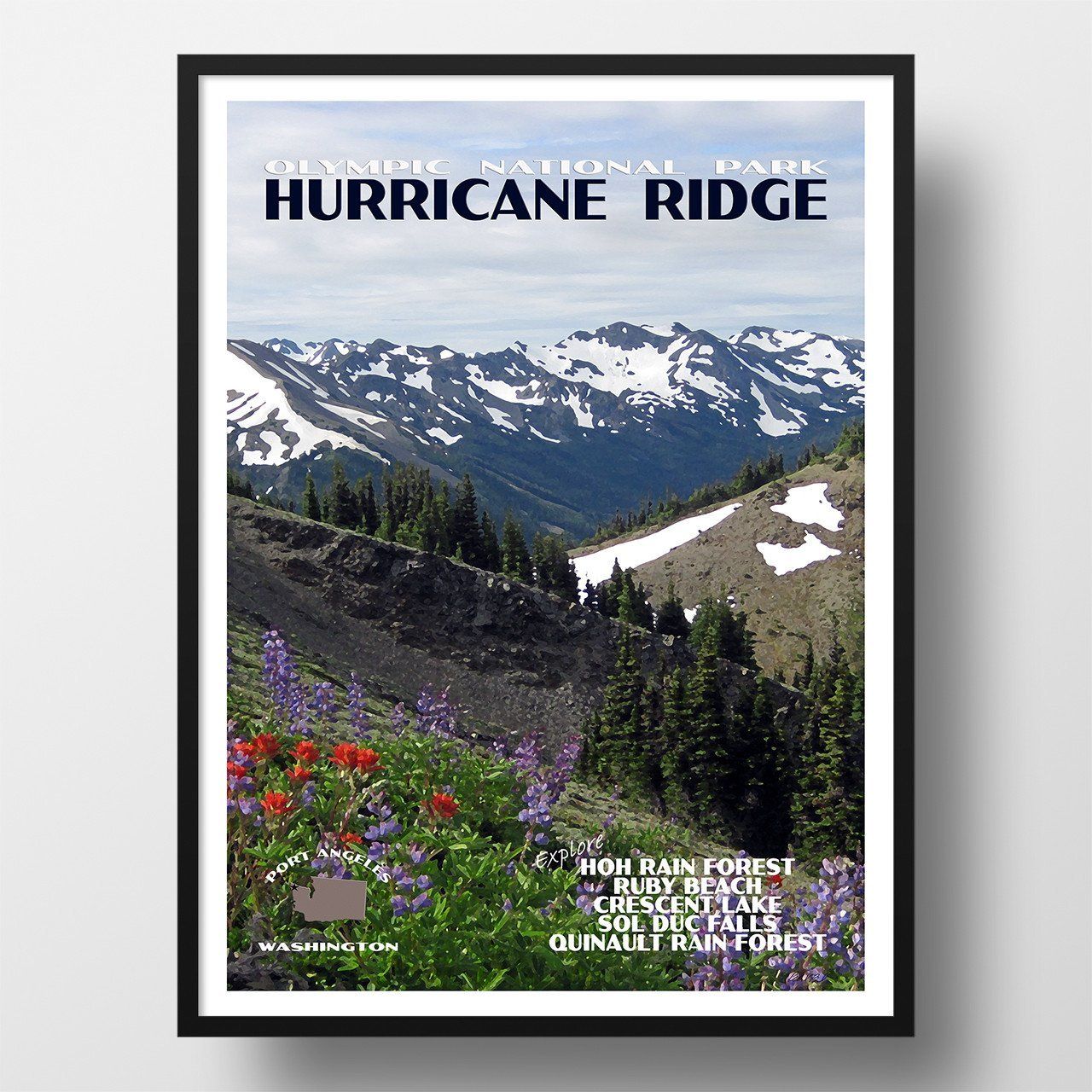 Olympic National Park Poster-Hurricane Ridge Wildflowers