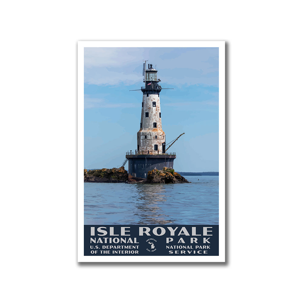 Isle Royale National Park Poster-WPA (Rock of Ages Lighthouse)