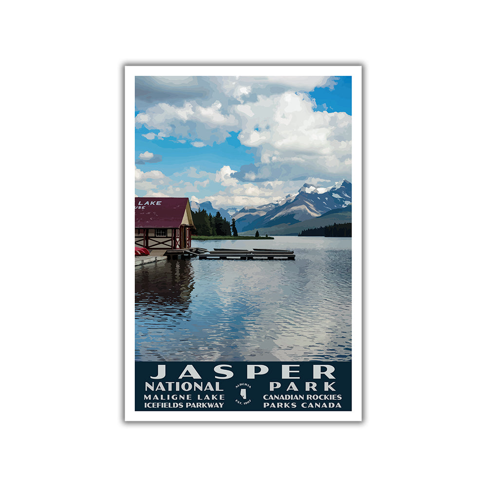 Jasper National Park Poster-WPA (Maligne Lake)