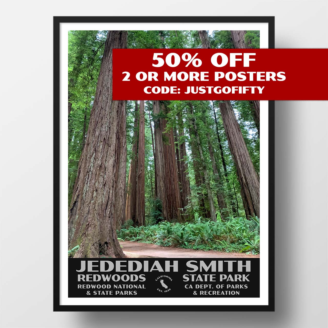 Jedediah smith redwoods state park poster