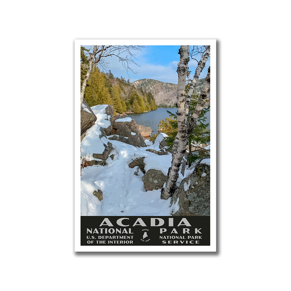 Acadia National Park Poster - WPA (Jordan Pond in Winter)