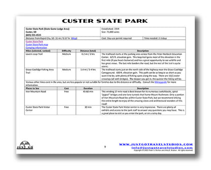 Custer State Park Itinerary (Digital Download)
