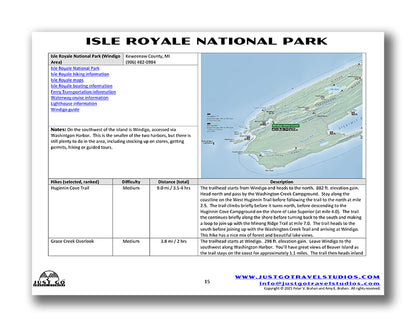 Isle Royale National Park Itinerary (Digital Download)