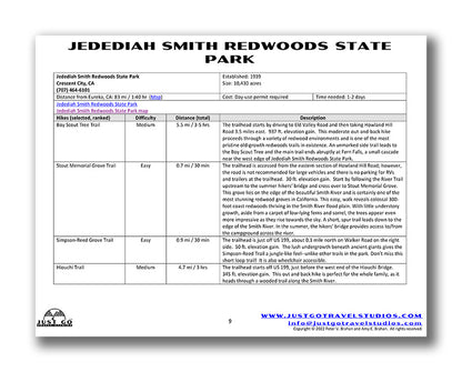 Jedediah Smith Redwoods State Park Itinerary (Digitial Download)
