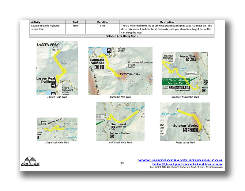 Lassen Volcanic National Park Itinerary (Digital Download)