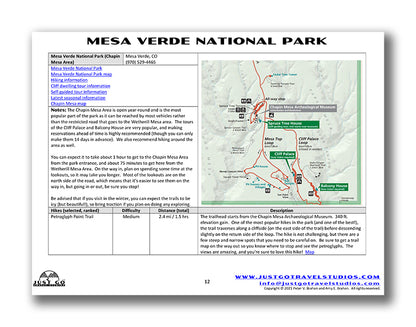 Mesa Verde National Park Itinerary (Digital Download)