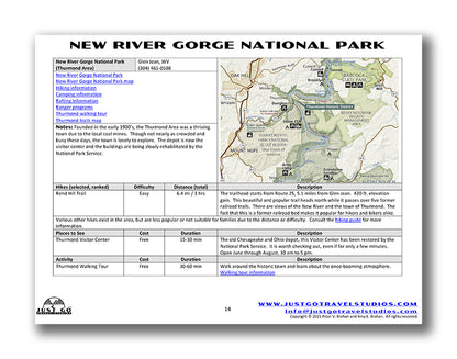 New River Gorge National Park Itinerary (Digital Download)