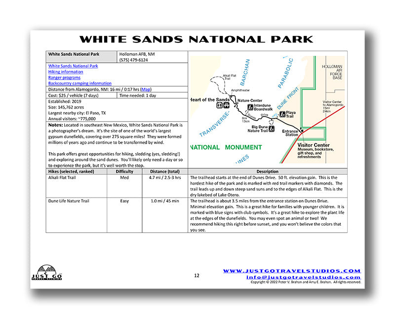 White Sands National Park Itinerary (Digital Download)