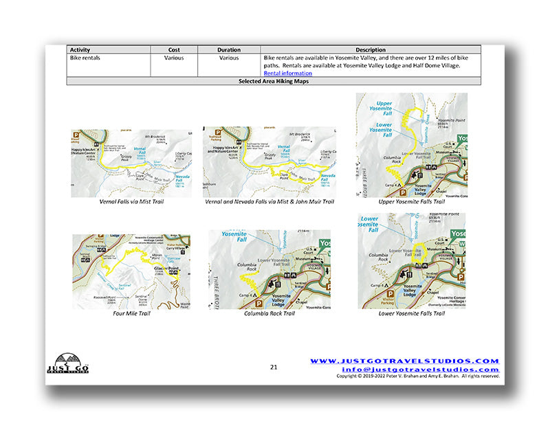 Yosemite National Park Itinerary (Digital Download)