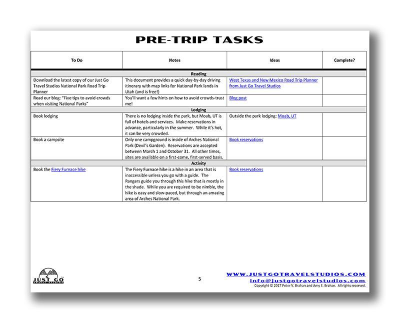 Arches National Park Itinerary (Digital Download)