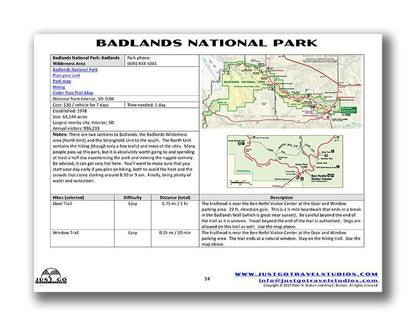 Badlands, Wind Cave and Theodore Roosevelt National Parks Itinerary (Digital Download)