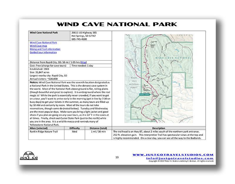 Badlands, Wind Cave and Theodore Roosevelt National Parks Itinerary (Digital Download)