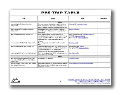 Badlands, Wind Cave and Theodore Roosevelt National Parks Itinerary (Digital Download)