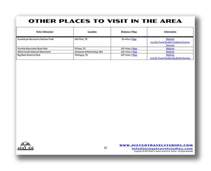 Carlsbad Caverns National Park Itinerary (Digital Download)