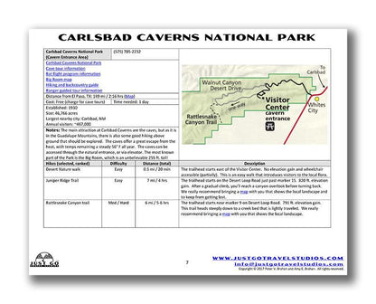 Carlsbad Caverns National Park Itinerary (Digital Download)