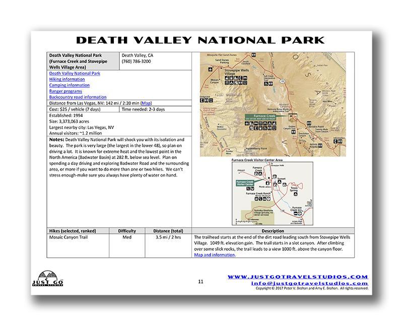 Death Valley National Park Itinerary (Digital Download)