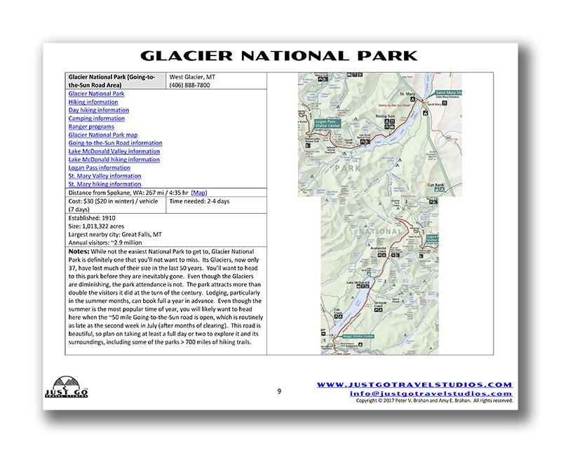 Glacier National Park Itinerary (Digital Download)