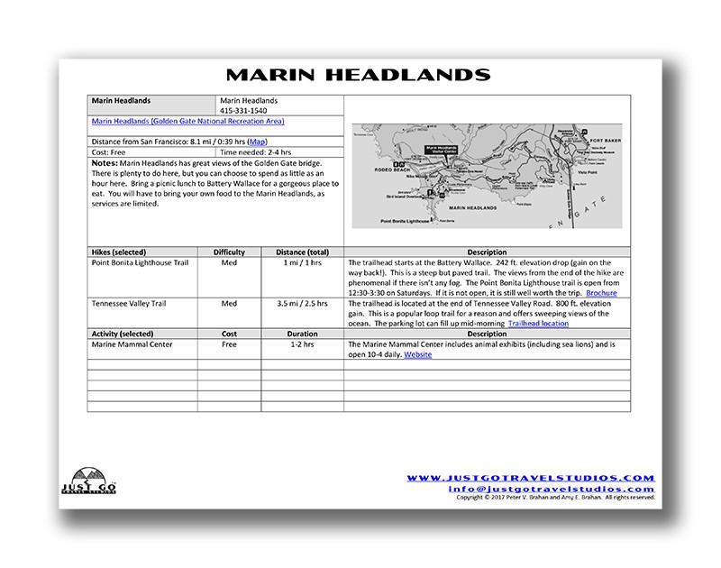 Muir Woods National Monument (with Marin Headlands) Itinerary (Digital Download)