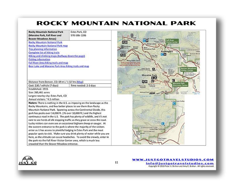 Rocky Mountain National Park Itinerary (Digital Download)