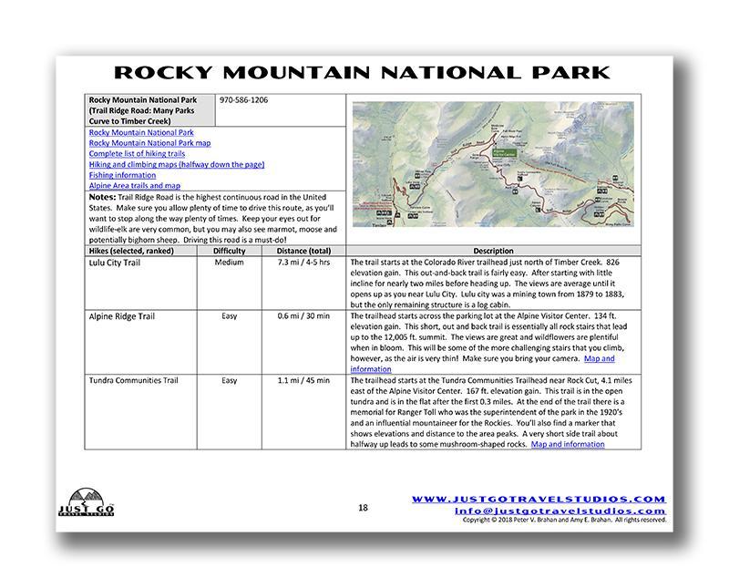 Rocky Mountain National Park Itinerary (Digital Download)