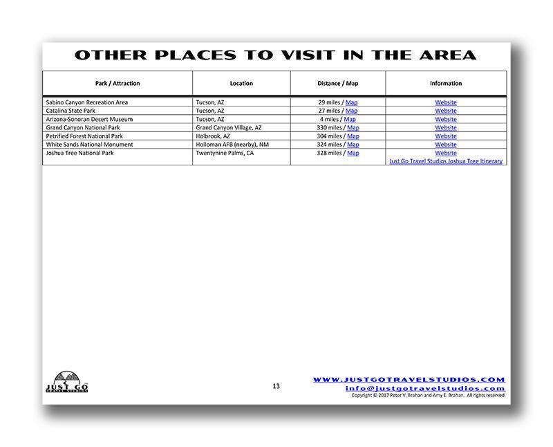 Saguaro National Park Itinerary (Digital Download)