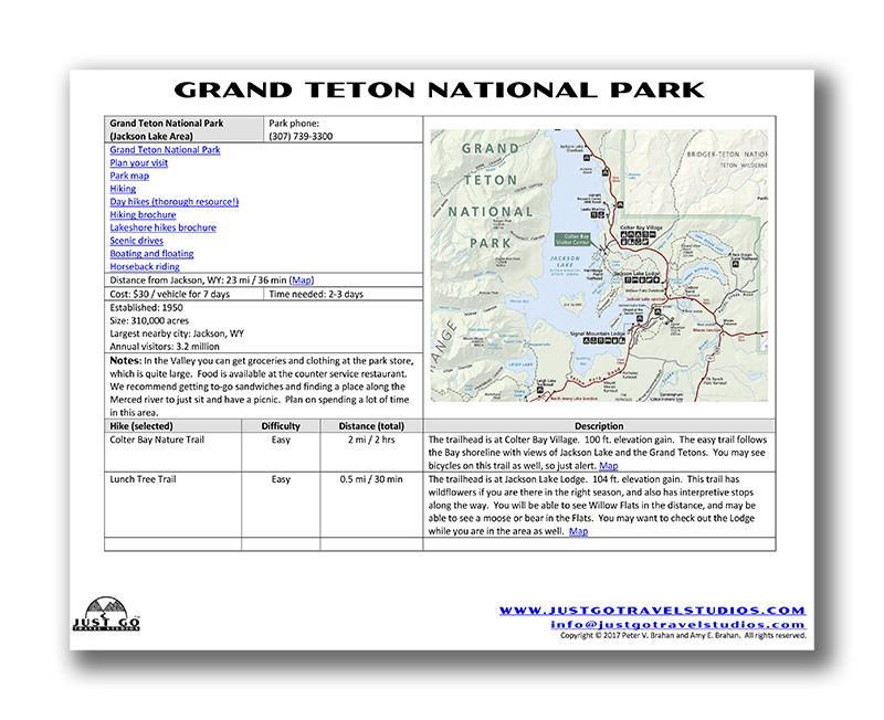 Yellowstone and Grand Teton National Parks Itinerary (Digital Download)