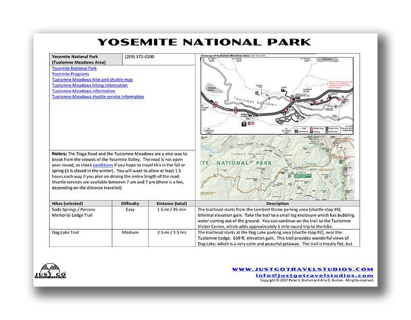 Yosemite National Park Itinerary (Digital Download)