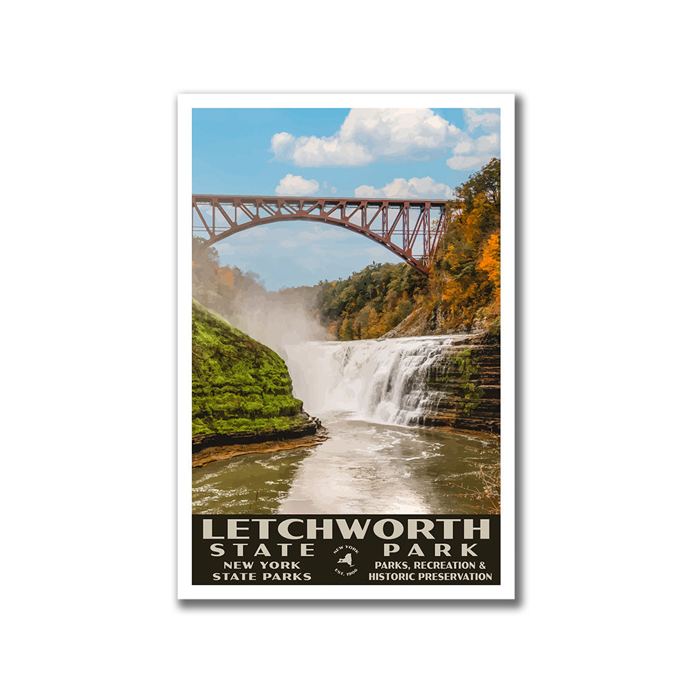 Letchworth State Park Poster - WPA (Inspiration Point Blue Sky)