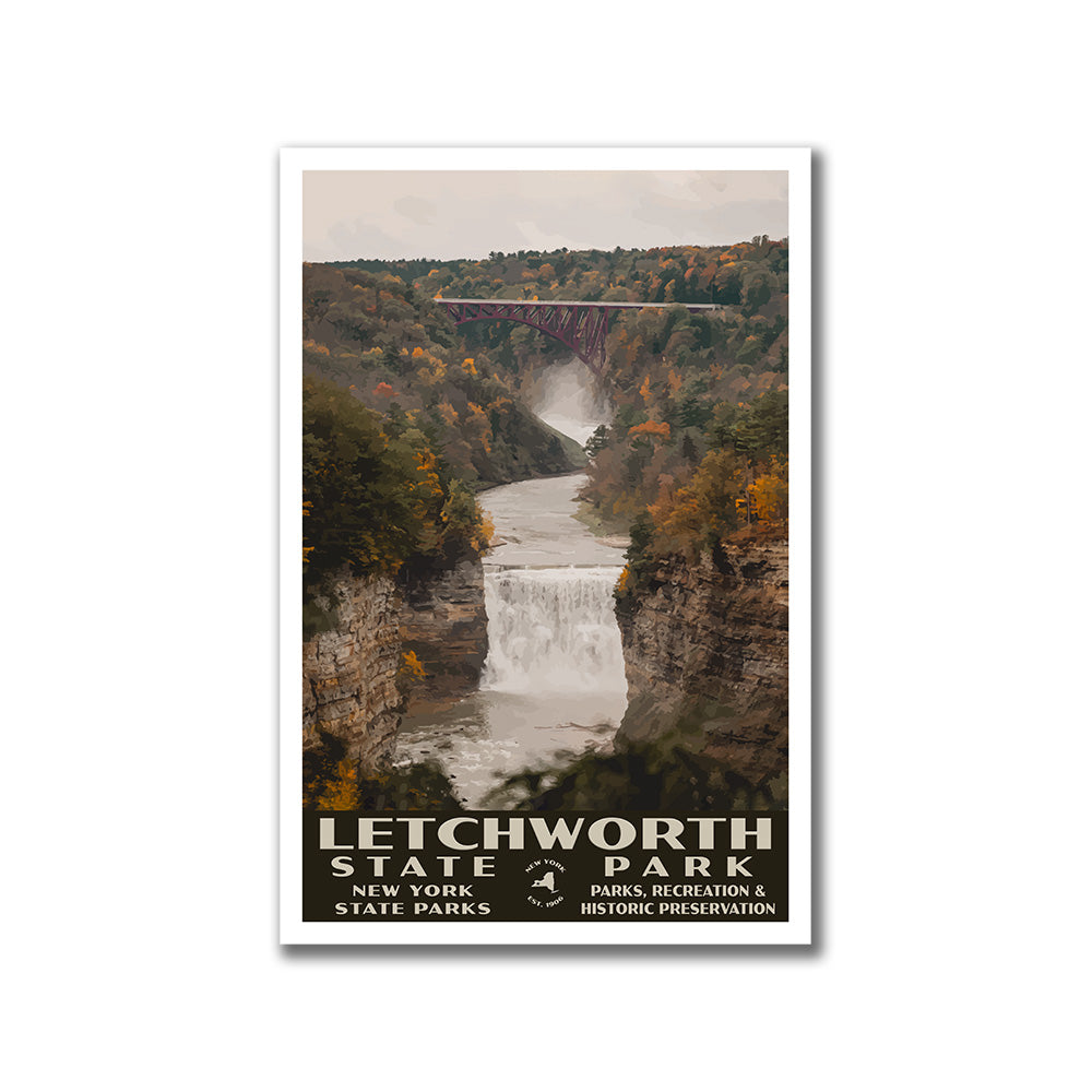 Letchworth State Park Poster - WPA (Inspiration Point Overhead)