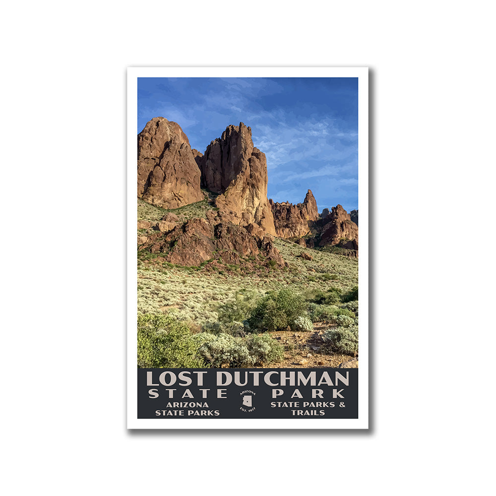 Lost Dutchman State Park Poster-WPA (Blue Sky)