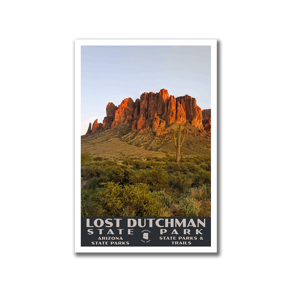 Lost Dutchman State Park Poster-WPA (Superstitions at Sunset)
