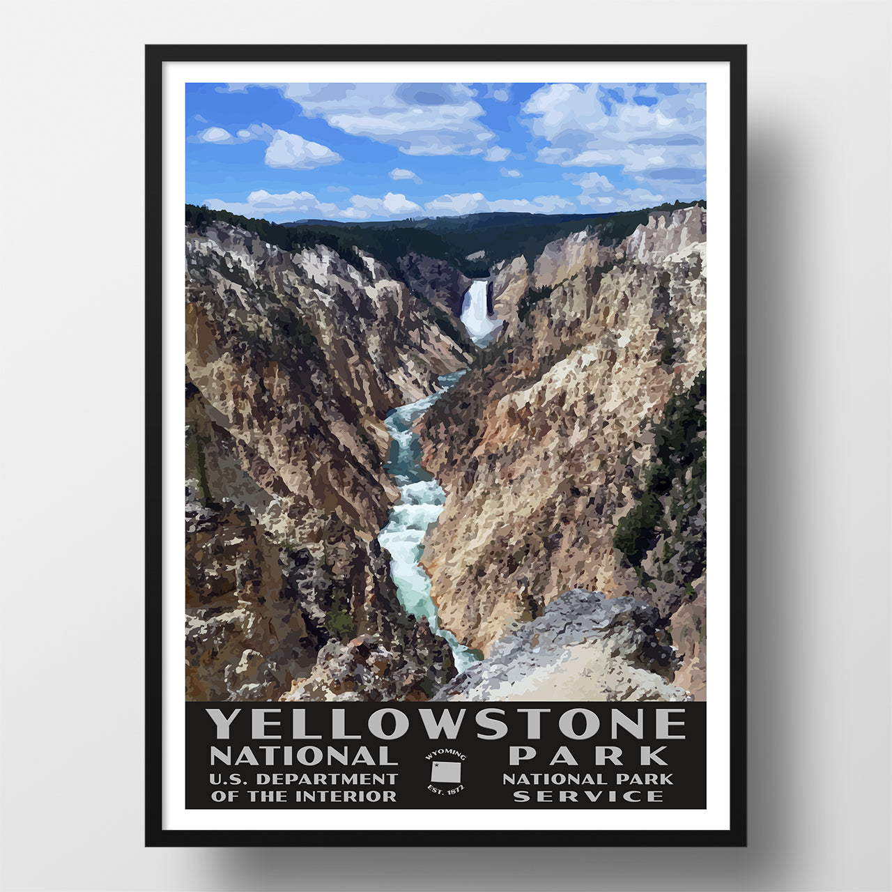 Yellowstone National Park Poster, WPA stye, Yellowstone Falls