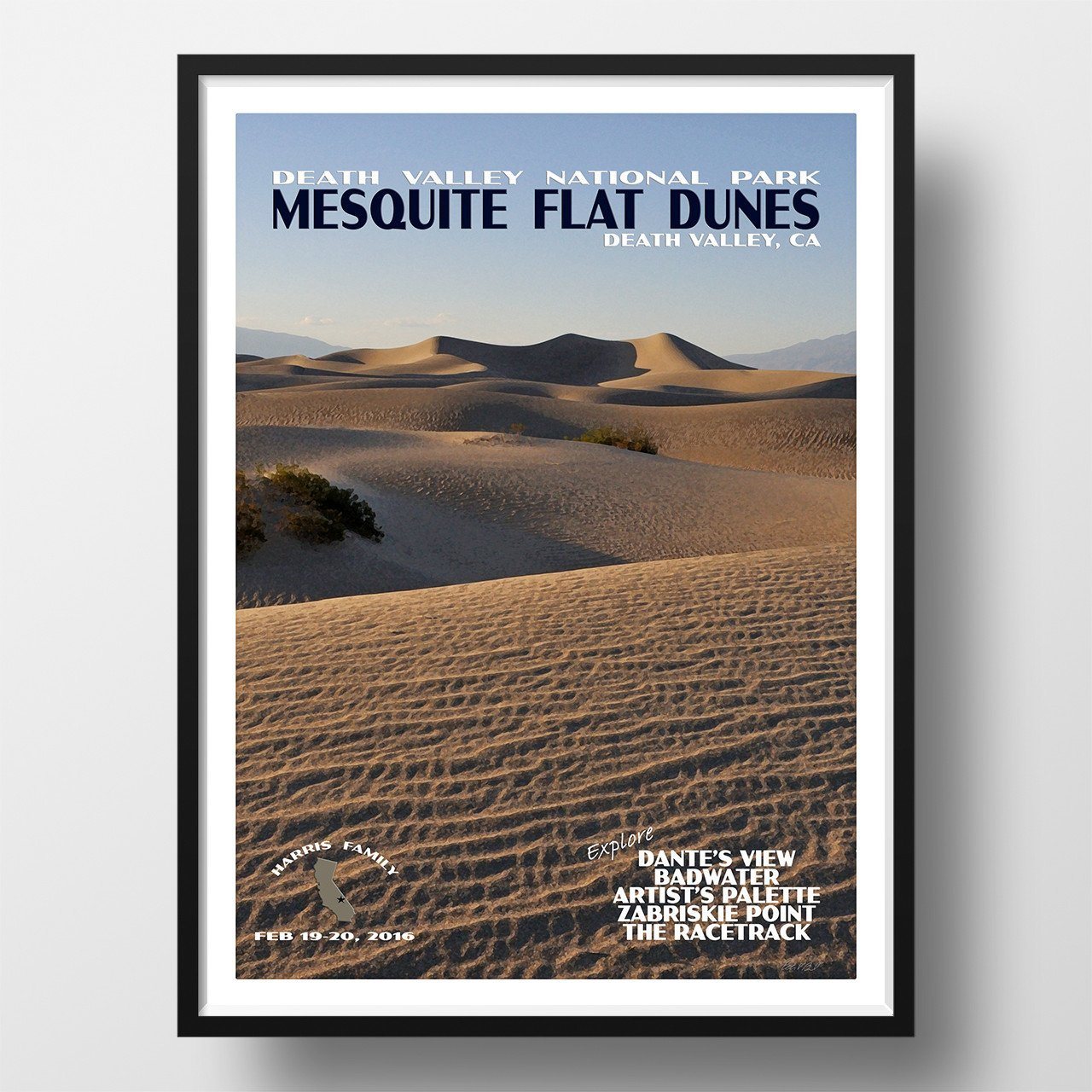 Death Valley National Park Poster-Mesquite Sand Dunes (Personalized)