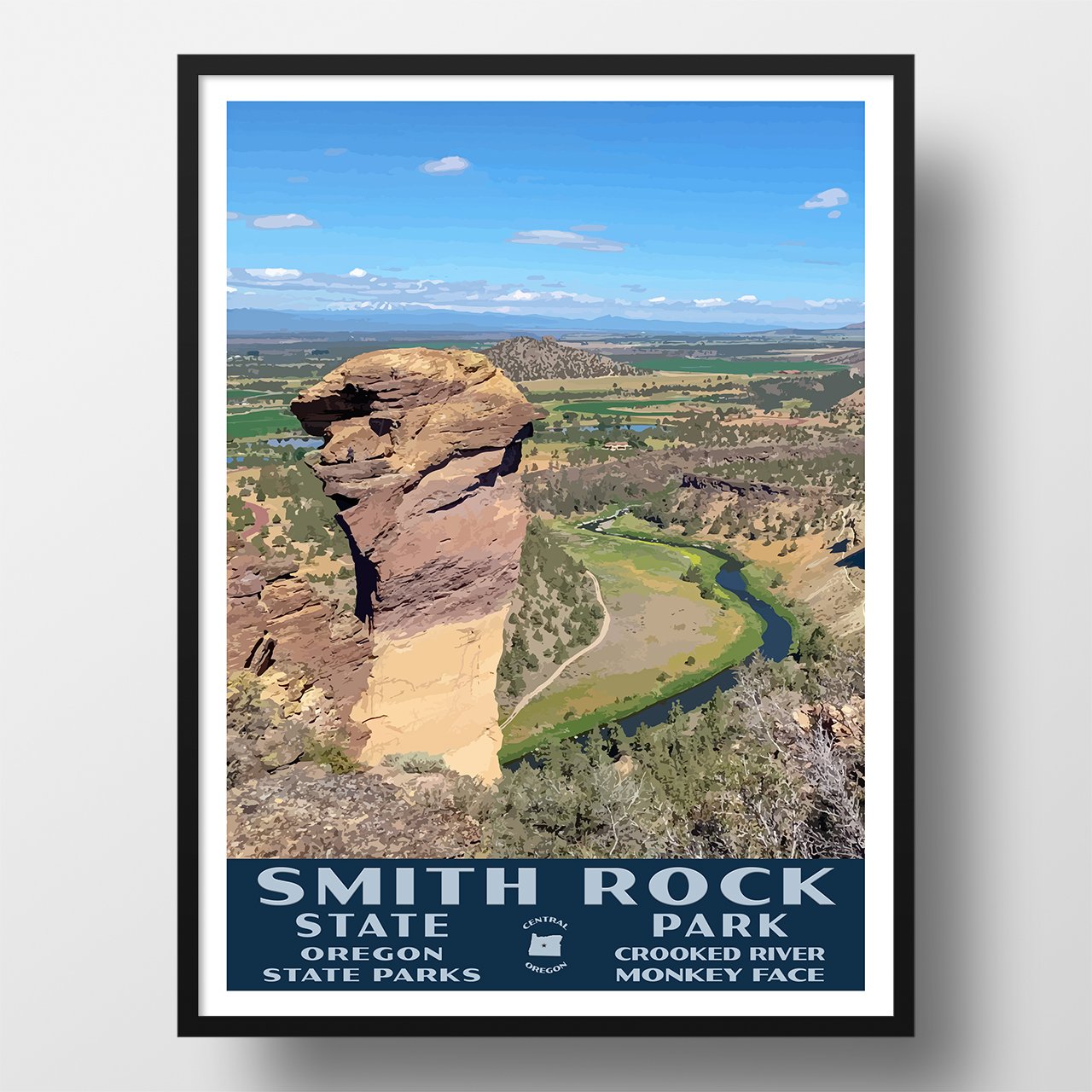 Smith Rock State Park Poster-WPA (Monkey Face)