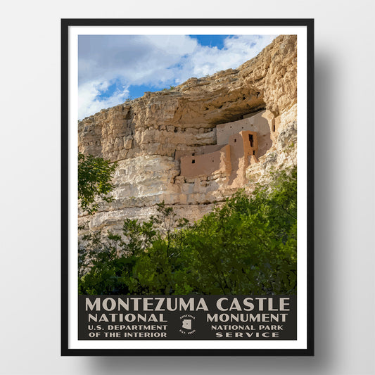 Montezuma Castle National Monument Poster-WPA (Side View)