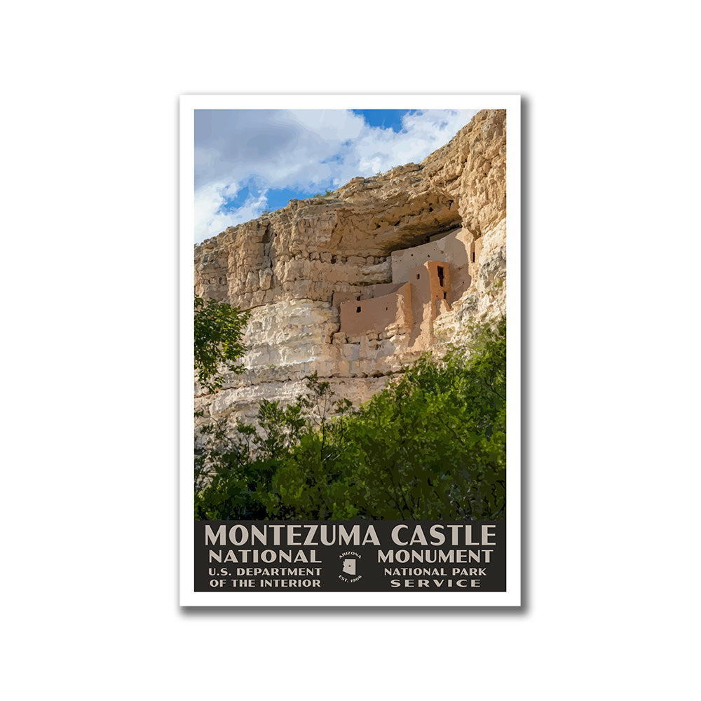 Montezuma Castle National Monument Poster-WPA (Side View)