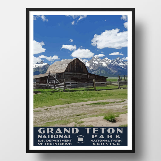 Grand Teton National Park Poster (WPA), Moulton Barn