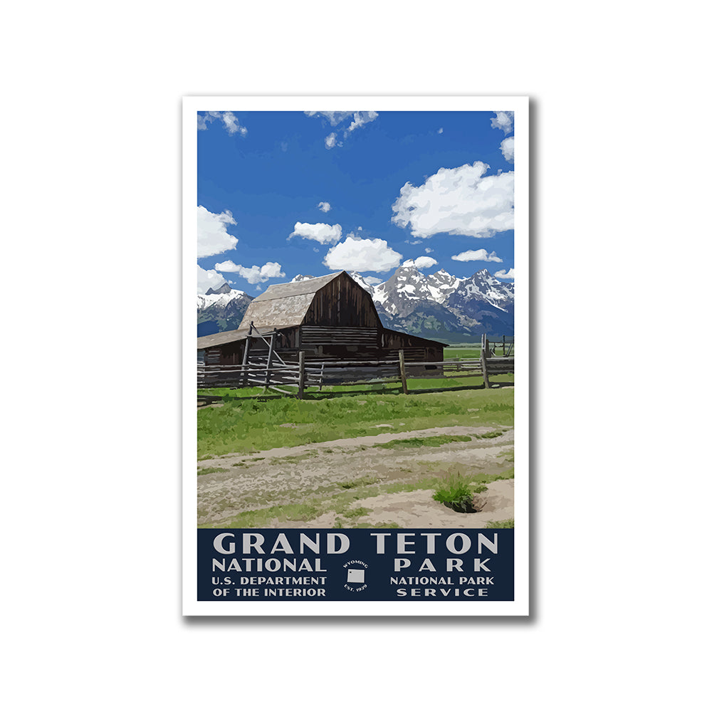Grand Teton National Park Poster (WPA), Moulton Barn