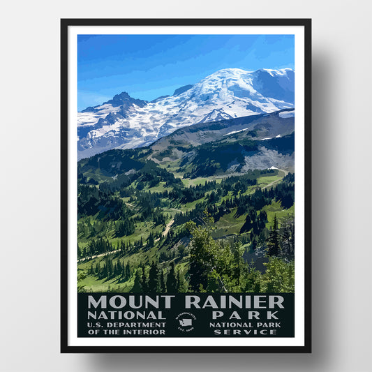 Mount Rainier National Park Poster Sunrise Rim Trail