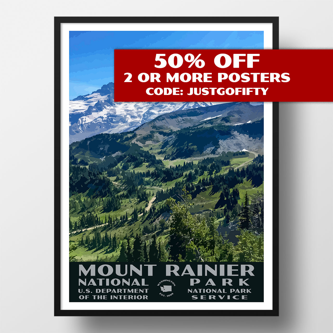 Mount Rainier Sunrise Rim HIke poster