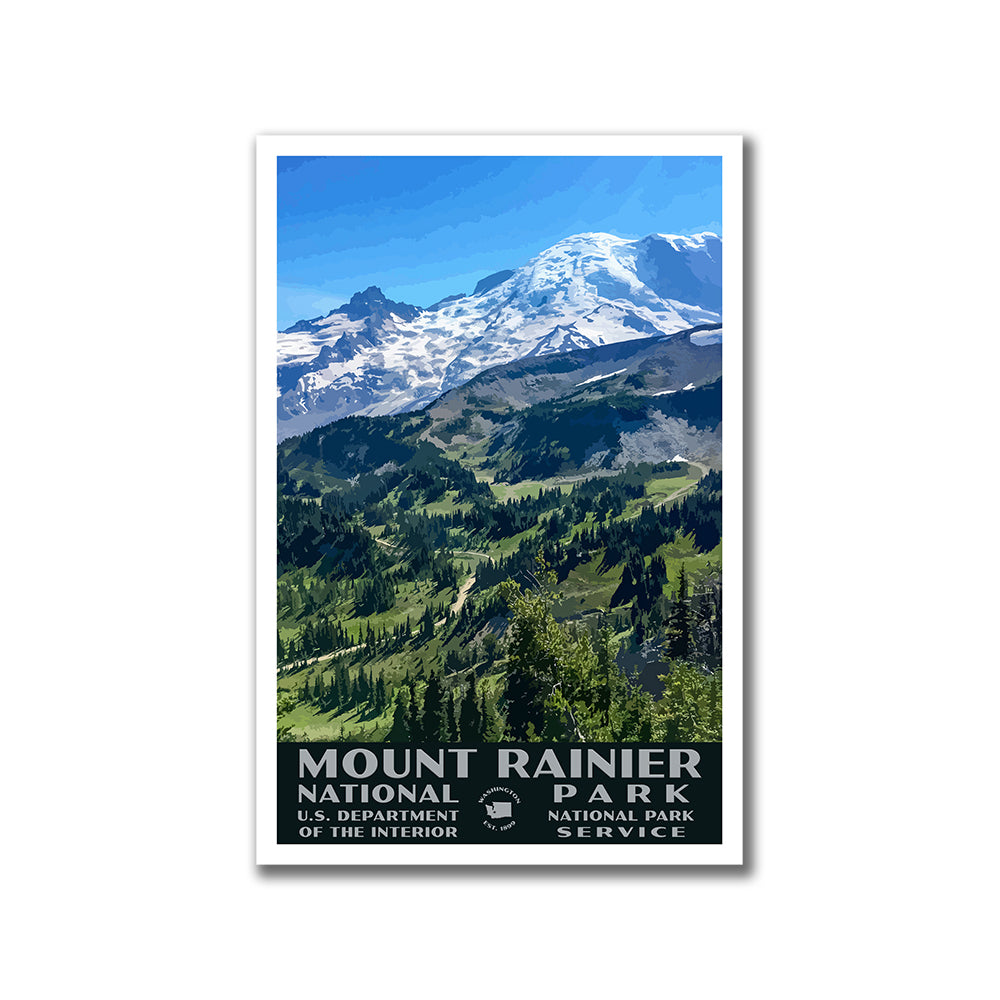 Mount Rainier National Park Poster Sunrise Rim Trail