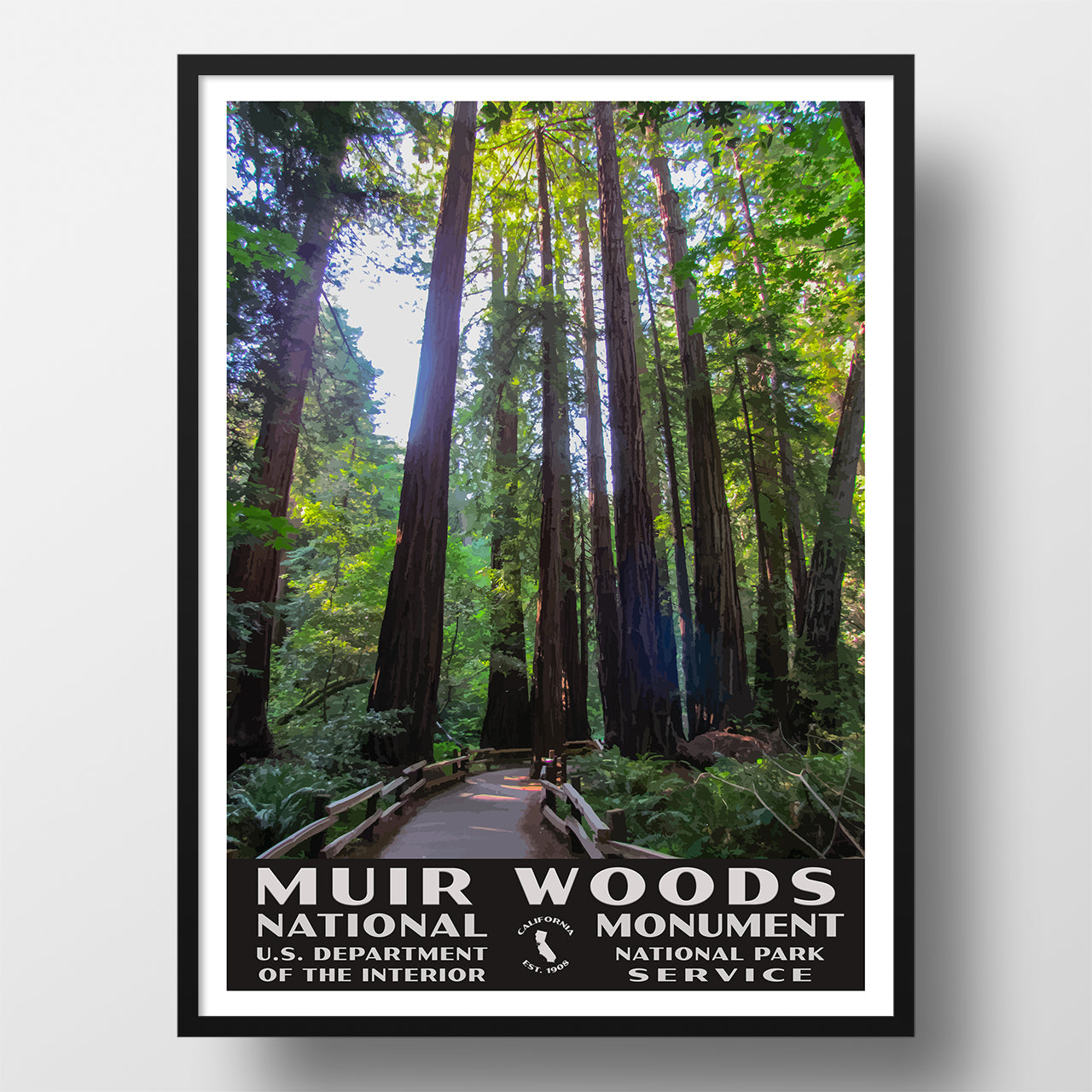 Muir woods national monument poster wpa style